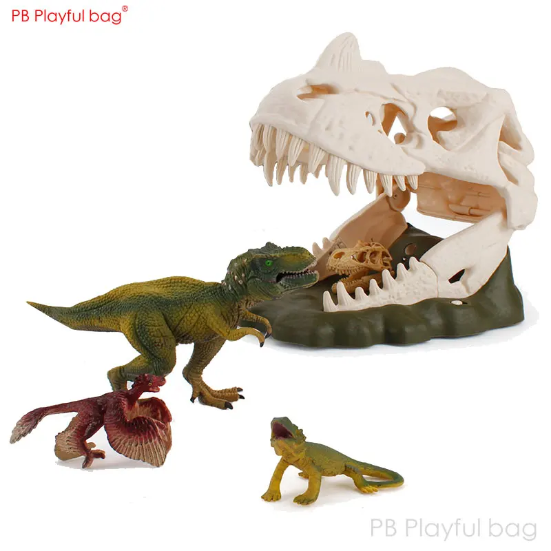 Playful bag Spray LED Dinosaur Skull Paintable Dinosaur Action Figure Musical Solid Ornament Creative Toys for Kids HG25