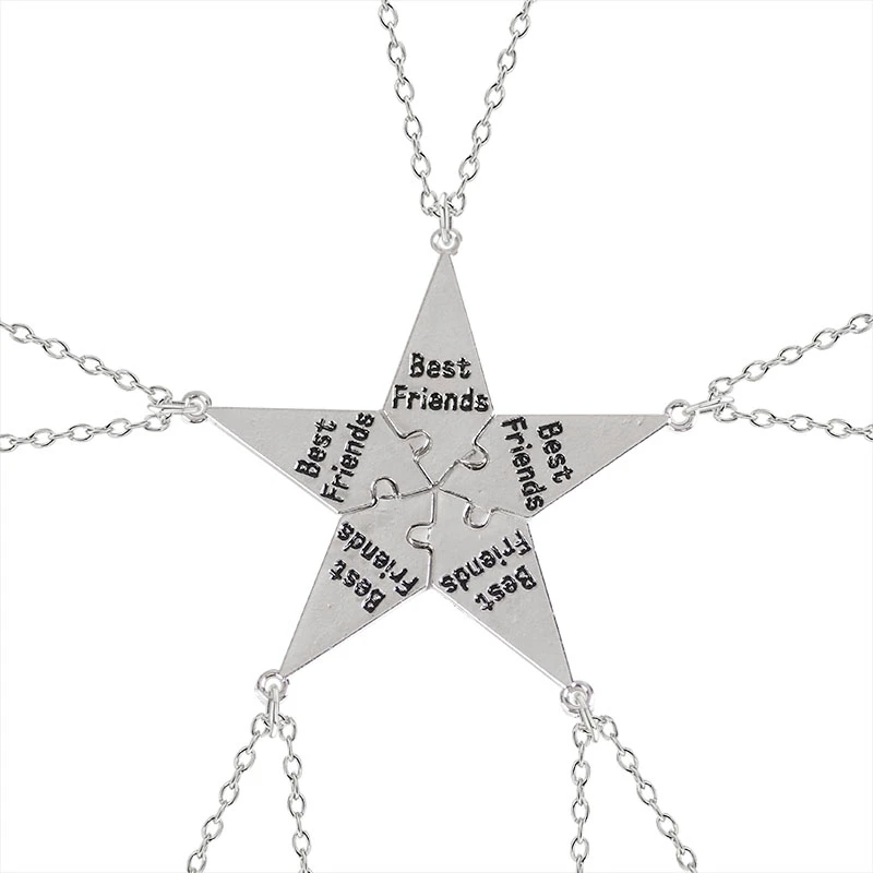 5-piece Best Friend Stitching Necklace Male And Female Students Bff Friendship Pendant Star Metal Choker Jewelry Gift 2021