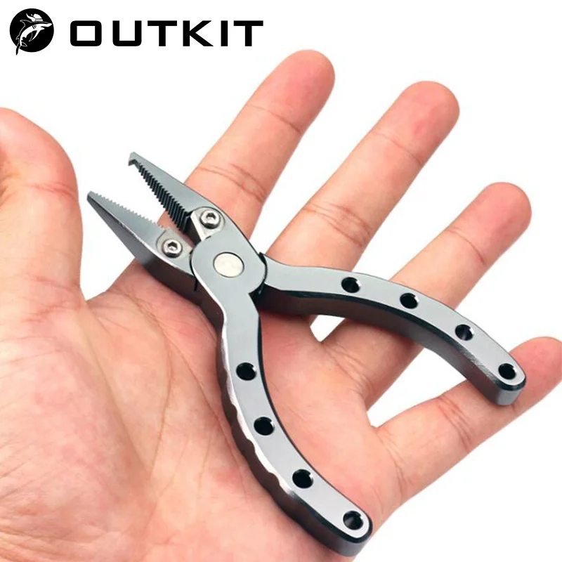 OUTKIT Mini przenośna przynęta ze stopu aluminium szczypce wędkarskie obcinacz do warkoczy szczypce z dzielonym pierścieniem narzędzie do usuwania haczyków Outdoor Fishing Tackle Tool