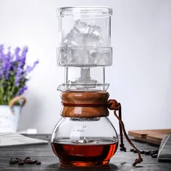 Bouilloire à café en verre pratique, pot de brassage à froid durable, goutteur de glace, cafetière créative, environ 400ml