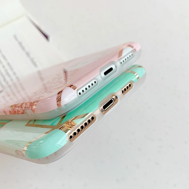 Plating Geometric Phone Case for iPhone 12 12 pro max shockproof Silicone Protective Cover Cases for iphone 6 6s 7 8 x 8 plus