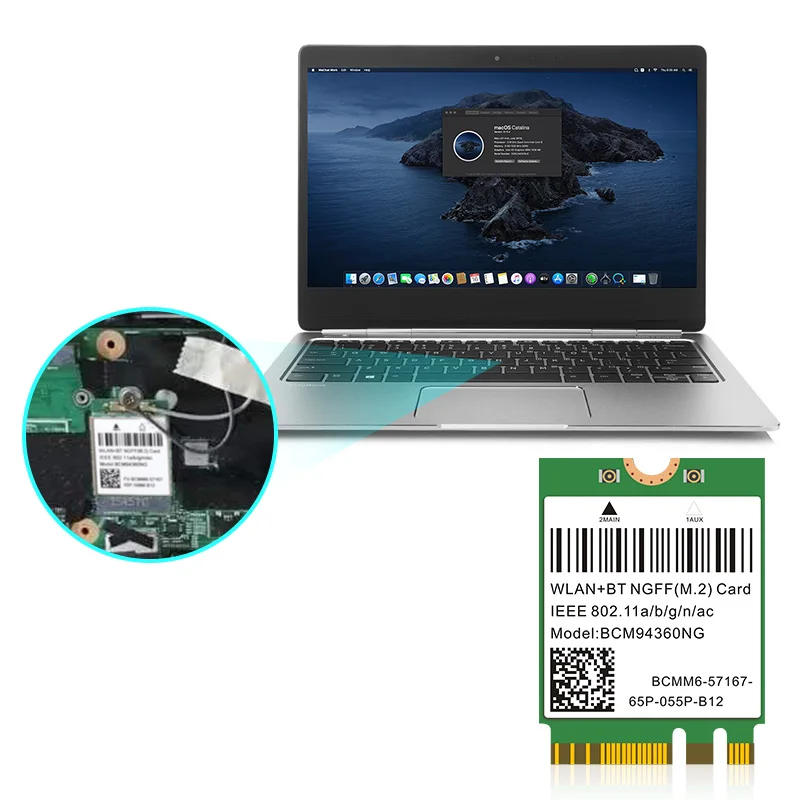 Imagem -05 - Dual Band Wifi Card para Macos Hackintosh Adaptador sem Fio Rede Lan Card Bluetooth 4.0 Windows 10 1200mbps 802.11ac Bcm94360ng