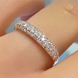 Huitan New Trendy Women Ring with Shiny CZ Simple Band Stylish Girls Accessories High Quality Versatile Jewelry Wholesale Lots