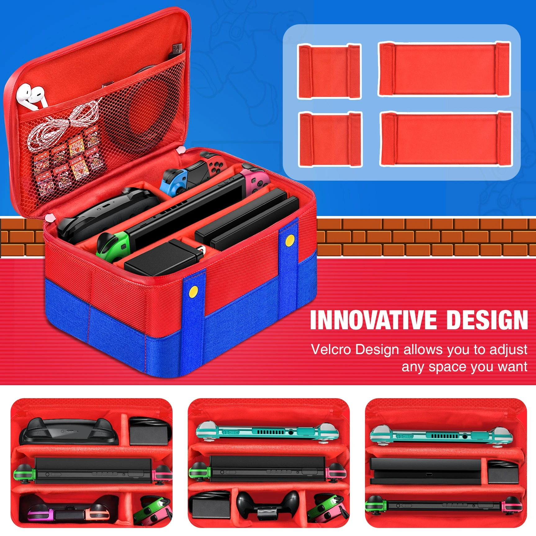 Caso grande para Nintendo Switch Console, Travel Carrying, Protective Storage Bag, Joypad Acessórios