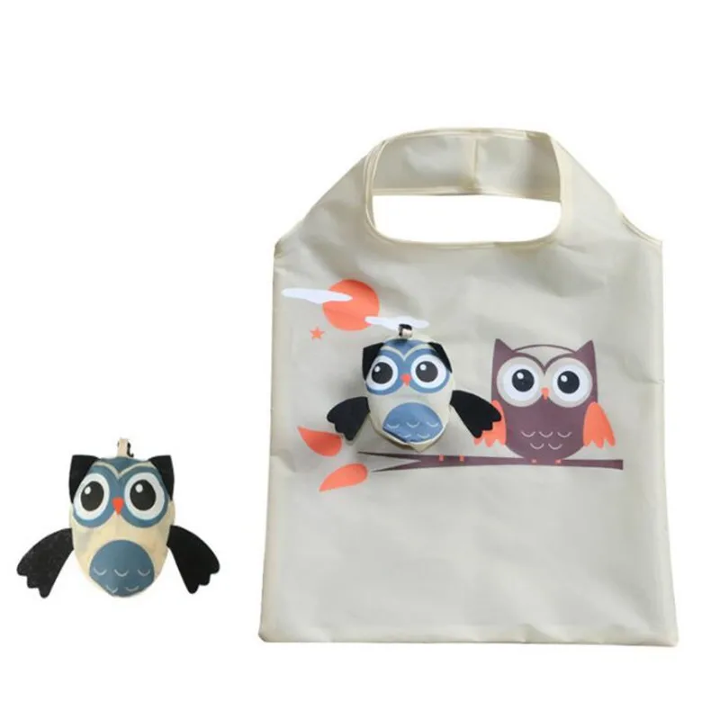 Eco Animal Owl Foldable Shopping Bag Cartoon Reusable Shoulder Bag Women Portable Grocery Bags Storage Tote Bag Home Organizer