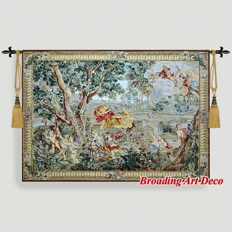 

Palace Garden Jacquard Weave Art Tapestry Wall Hanging Gobelin Home Textile Decoration Aubusson Cotton 100% Big Size 140x100cm