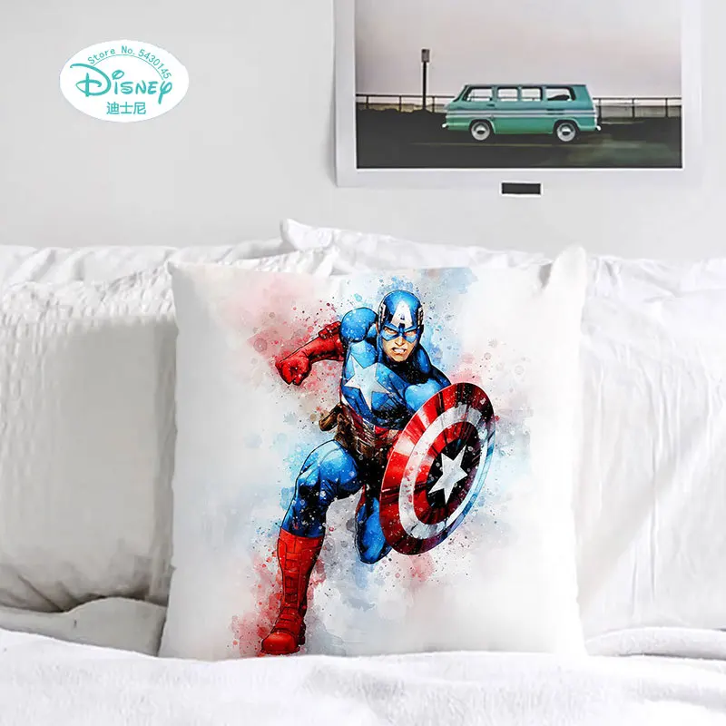 Disney Marvel Heroes Avengers New Color Spider-Man Captain Iron Man Pillow Case Car Sofa Pillow Cushion Cover 45x45cm