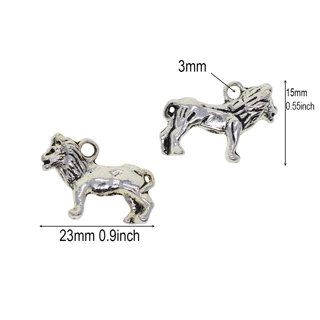 20 pcs antique  Silver 3D wild brave Africa Lion king of forest Hand DIY dangle  Charms