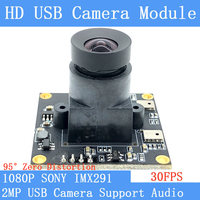 2MP Wide-angle Non Distortion Star Light Low illumination 1080P SONY IMX291 Webcam UVC 30FPS USB Camera Module With Microphone