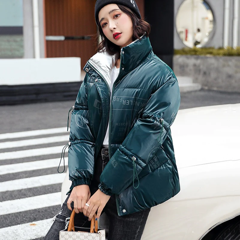 2023 Winter Unten Jacke Weibliche Shiny Parker Mantel Baumwolle Jacke Frauen Kurze Oberbekleidung Mode Koreanische Lose Warme Mantel Damen