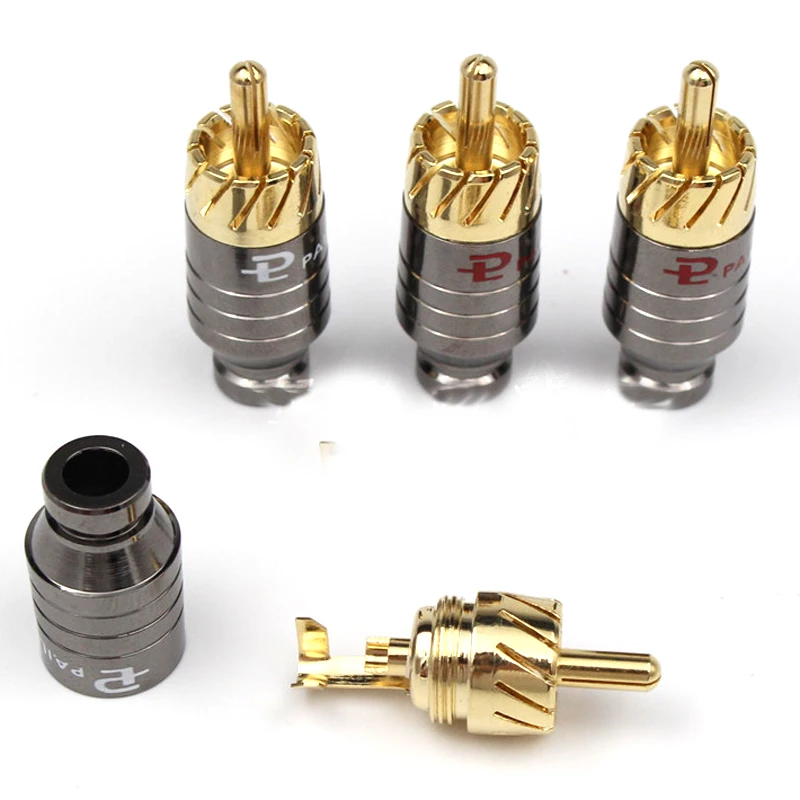 Hifi Fit 5MM Diameter RCA Cable Audio Plug adapter connector Solder Gold Plated Copper Paliccs RCA Plug Adapter Connector