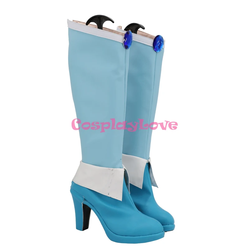 CosplayLove Healin' Good Pretty Cure Sawaizumi Chiyu Cure Fontaine Blue Cosplay Shoes Long Boots Leather Custom Made