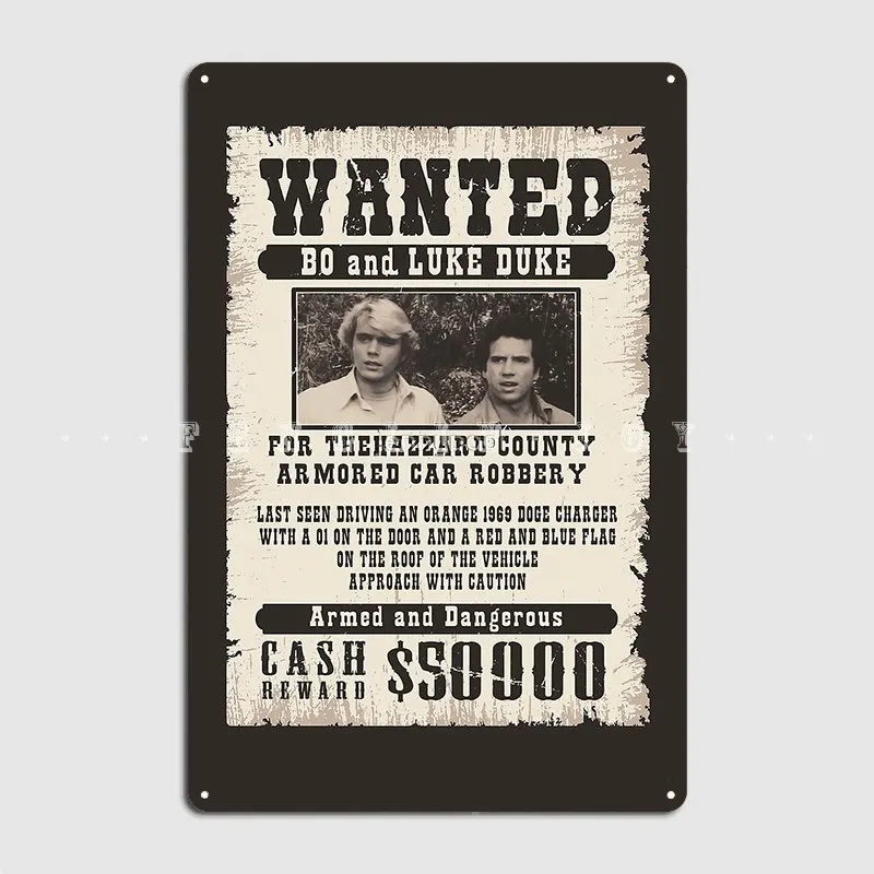 Dukes Of Hazzard Wanted Poster Metal Plaque Poster Classic Cinema Club Wall Plaque Tin Sign Posters