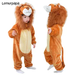 Newborn Baby Clothes Romper Onesie Cartoon Cute Lion Rompers Halloween Baby Costume Soft Warm Outfit ropa bebe 0-3y Child