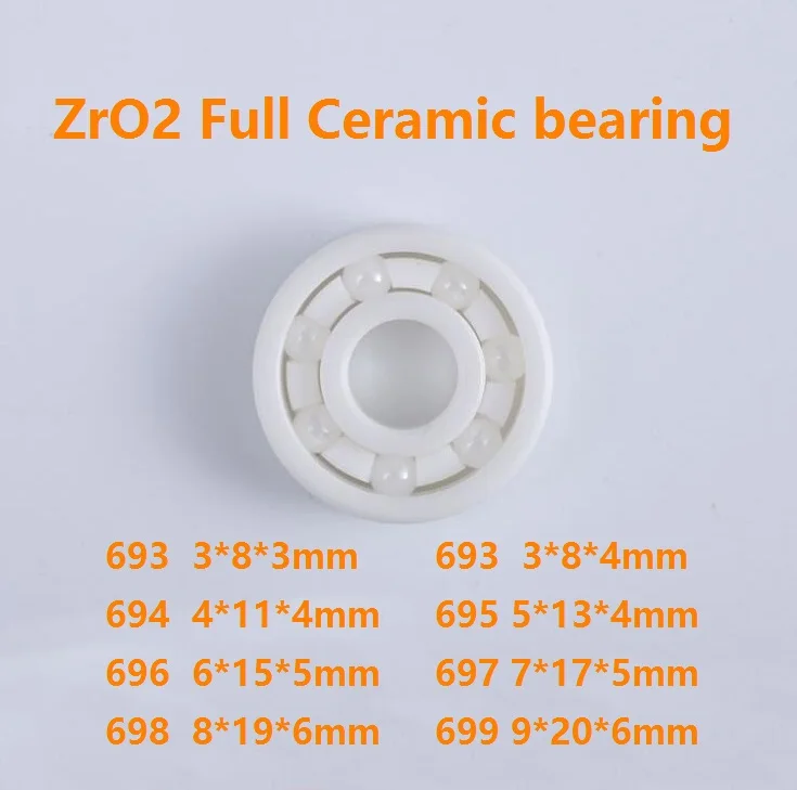 

4/10pcs 693 694 695 696 697 698 699 Zirconia Ceramic deep groove ball bearings ZrO2 Full Ceramic bearing