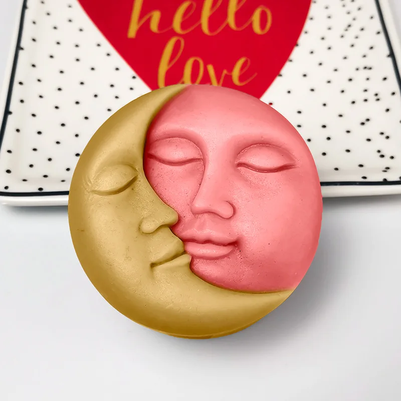 Face Style Silicone Soap Mold Moon Design for Handmade Ornament Plaster Candles Jewelry Handicraft Mould Diy Candle Mold