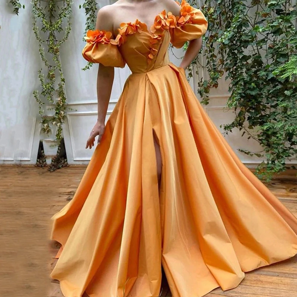 Elegante vestido de graduación, plisado, escote corazón, con cremallera, corte en A, fiesta, naranja, novedad de 2021