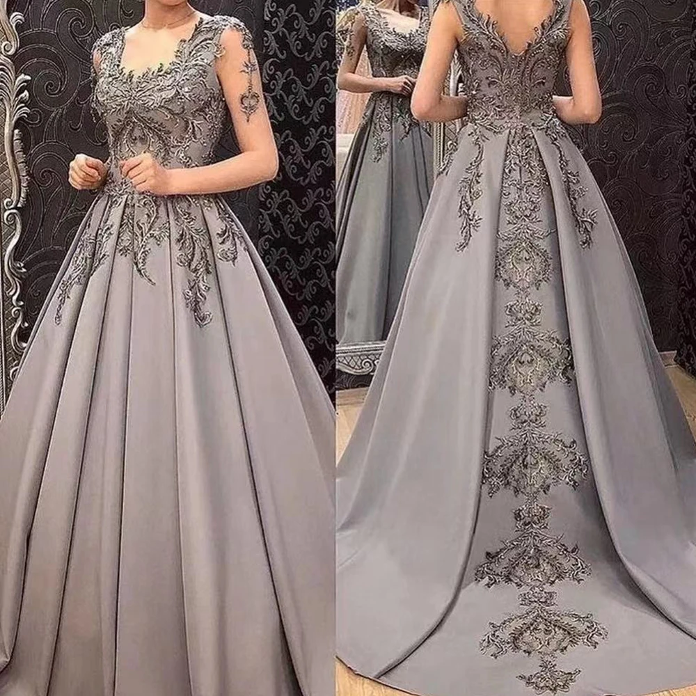 Kant Applique Moeder Van De Jurken Elegante Mouwloze Vierkante Kraag Bruid Gown Lange Chiffon Plisse Avond Formele Maxi Jurk