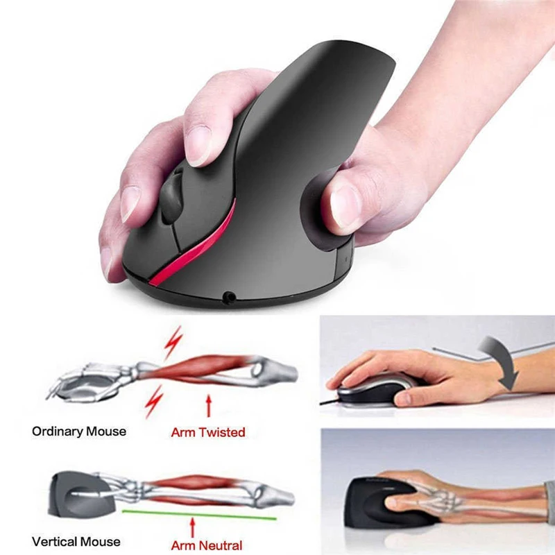 Ergonomic Vertical Mouse Wireless Rechargeable Gaming Computer Mice 1600 DPI USB Optical 5D 2.4G Mause For Gamer PC Laptop