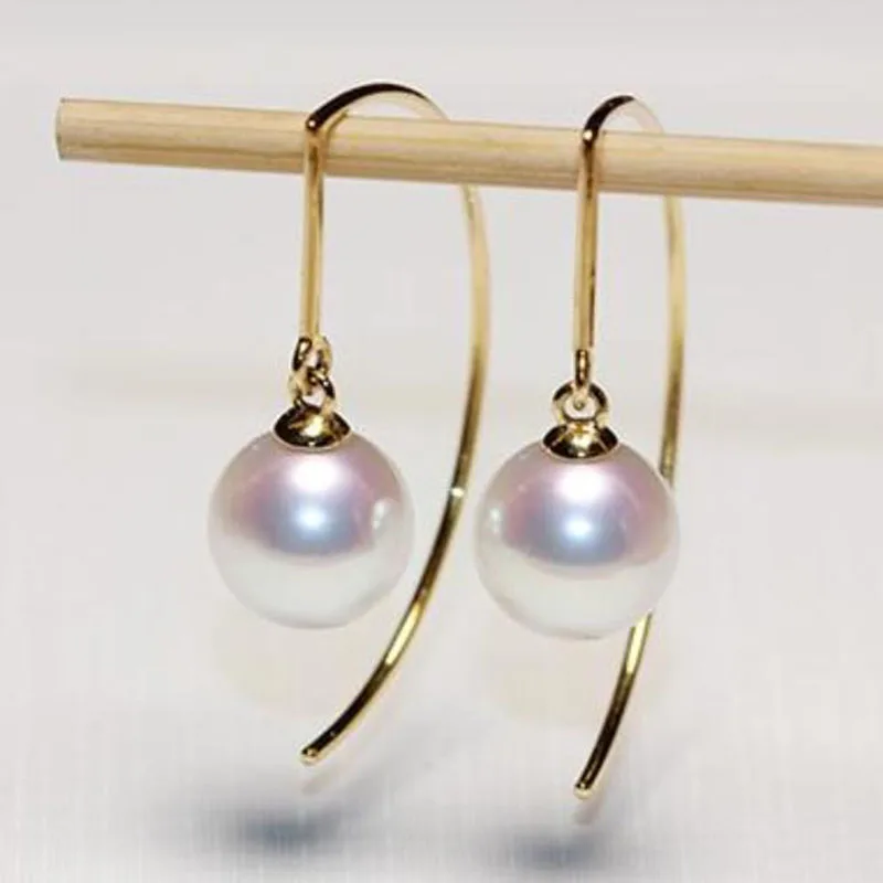 

gorgeous paif of 10-11mm white south sea round pearl earring 18k