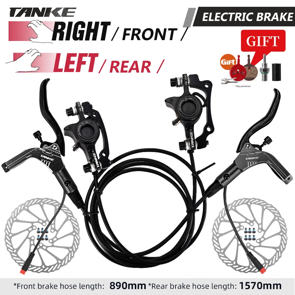 TANKE E-Bike MTB Hydraulische Schijfremset Elektrische E Scooter Power Control Shifter Fietsremmen 160mm rotoren Aluminiumlegering