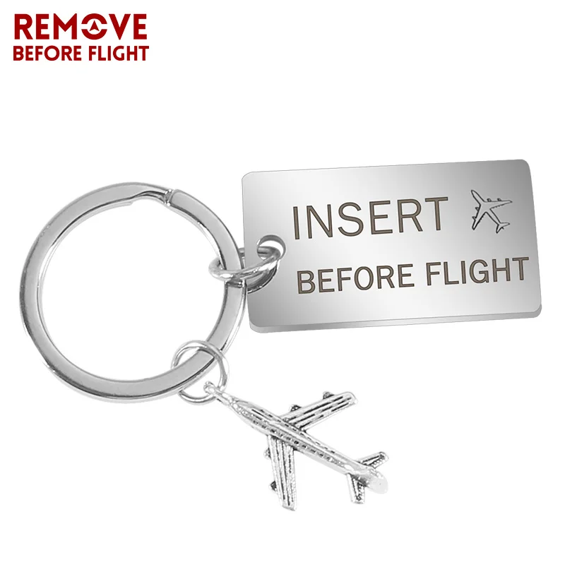 Fashion Car Keychain Insert Before Flight Car Key Chains Mens Key Ring Chain for Aviation Gifts Airworthy Metal Keychains