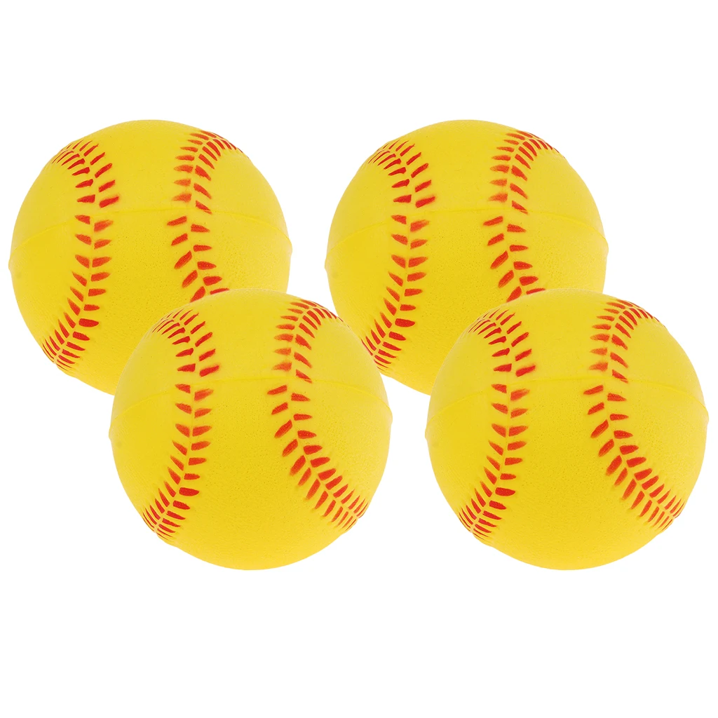 Pelota hinchable de seguridad para ejercicio, práctica de bateo, béisbol y Softball, color amarillo, 4 unidades