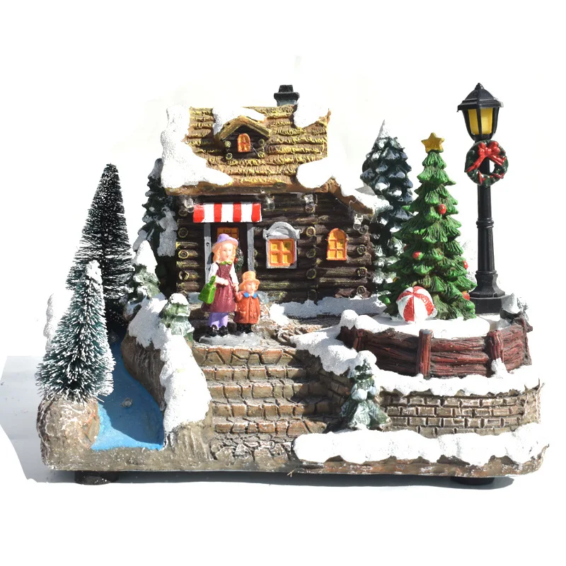 

New Christmas Decoration house Colorful luminous snow house desktop ornament eruopean style home furnishing