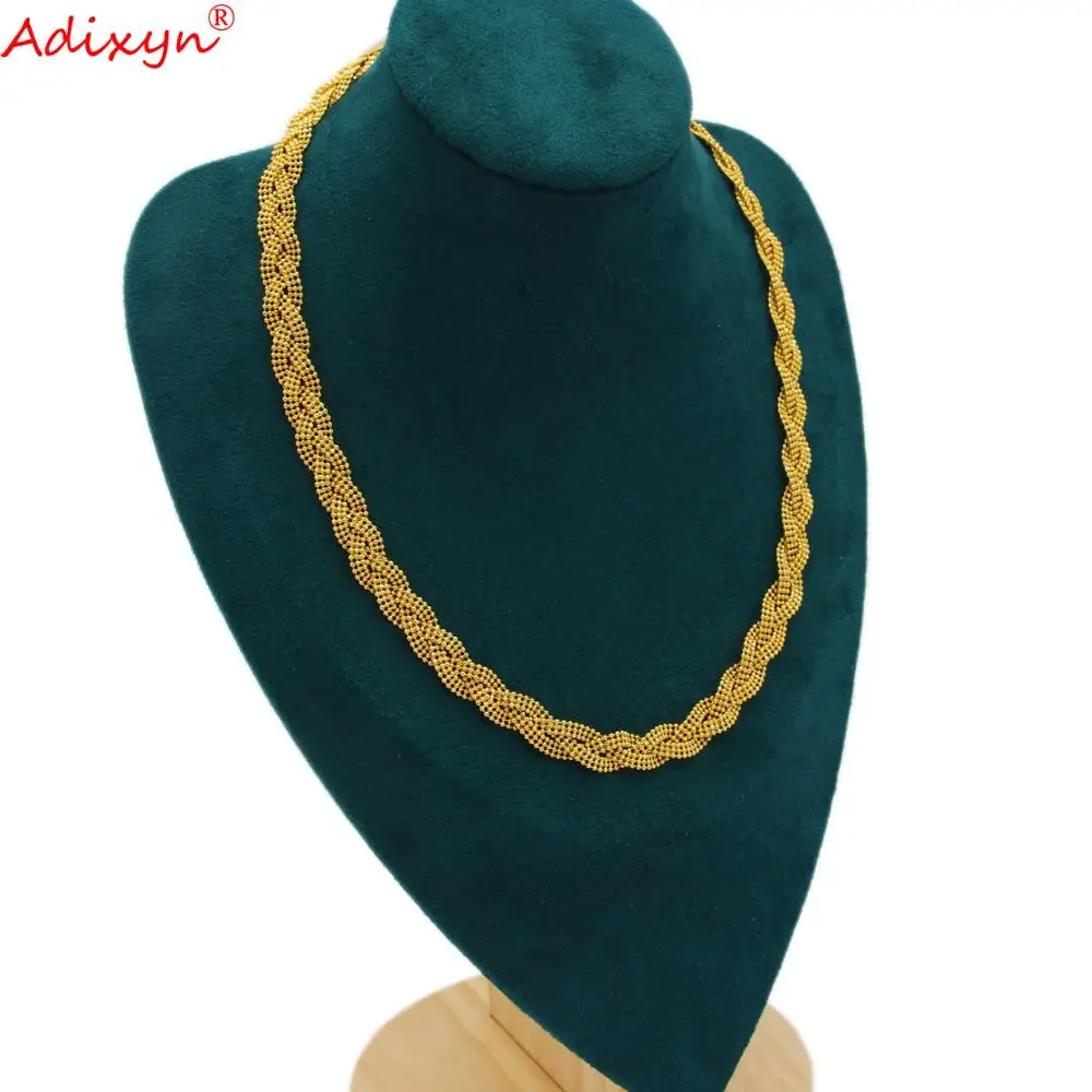 Adixyn New 50+5cm Hand-Woven Necklace Gold Color Fashion Jewelry African Ethiopian Chain for Women Men N10275