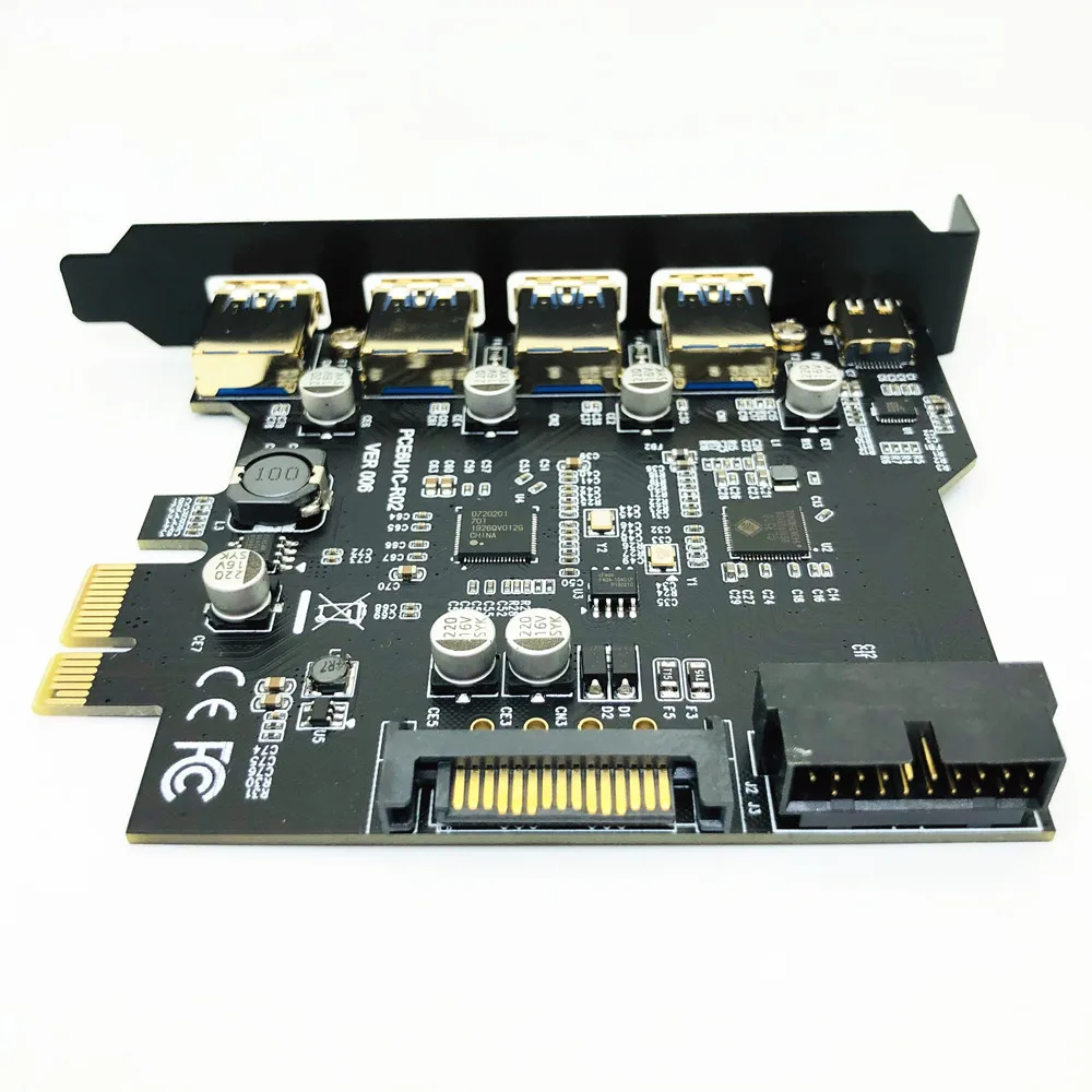 Adaptador de tarjeta de expansión PCI Express USB 3,0, controlador HUB PCI-E USB 3,0 con fuente de alimentación de 15 Pines, USB 3,1, tarjeta extensora PCIE tipo C