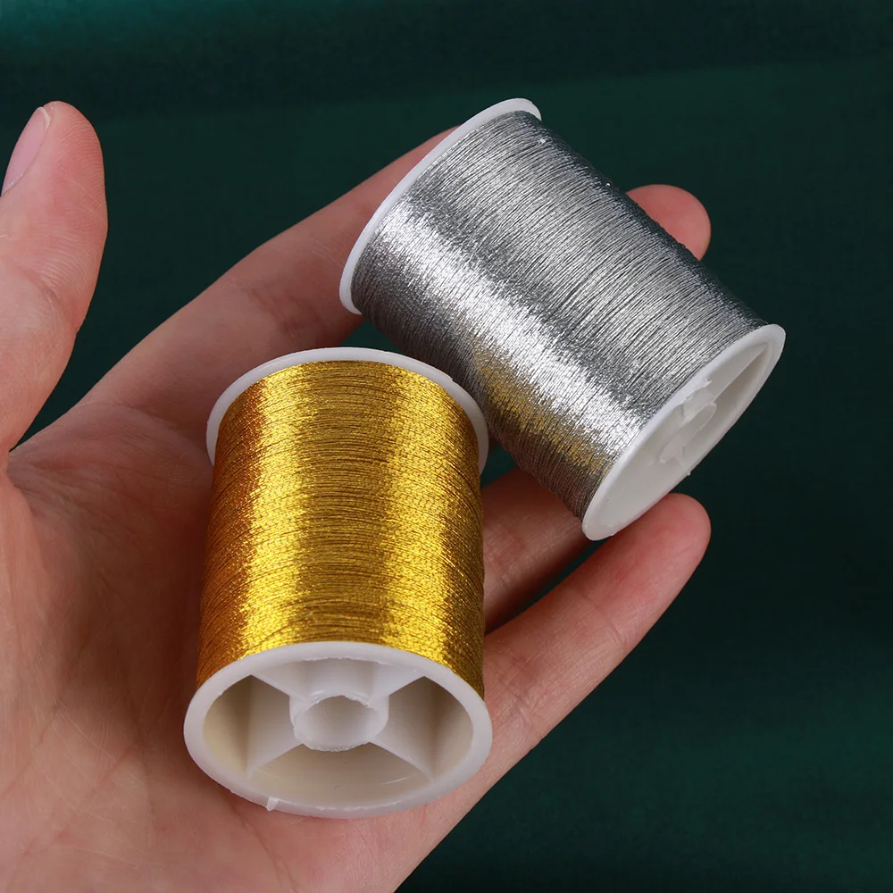 Gold/Silver 100 metres Durable Overlocking Sewing Machine Threads Polyester Cross Stitch Strong Threads for Sewing Supplies