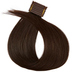 Alta qualidade cabelo remy alinhado de cutícula desenhado duplo 6d 2ª geração extensões de cabelo cor marrom escuro 2