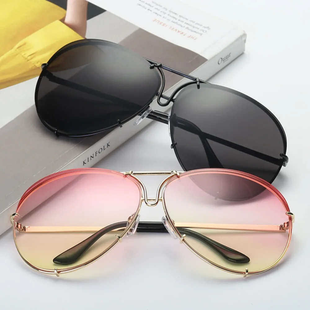 

Women Men Oval Rimless Sunglasses Square Vintage Glasses Luxury Design Retro Small Frame Gradient Glasses UV400 Eyewear Goggles