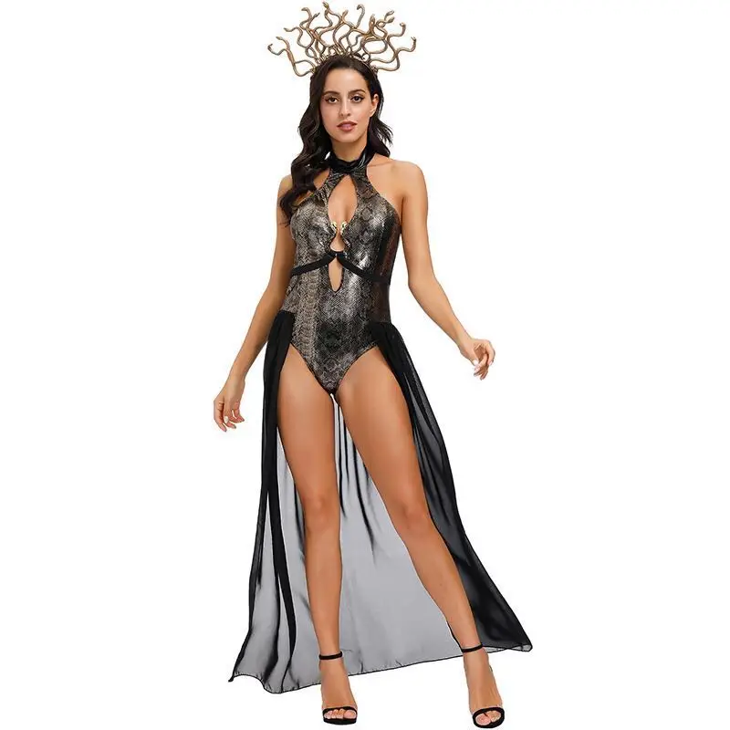 Ancient Greek Mythology Women Halloween Medusa Costumes Female Kraken Cosplay Carnival Purim Nightclub Bar Role Play Party Dress