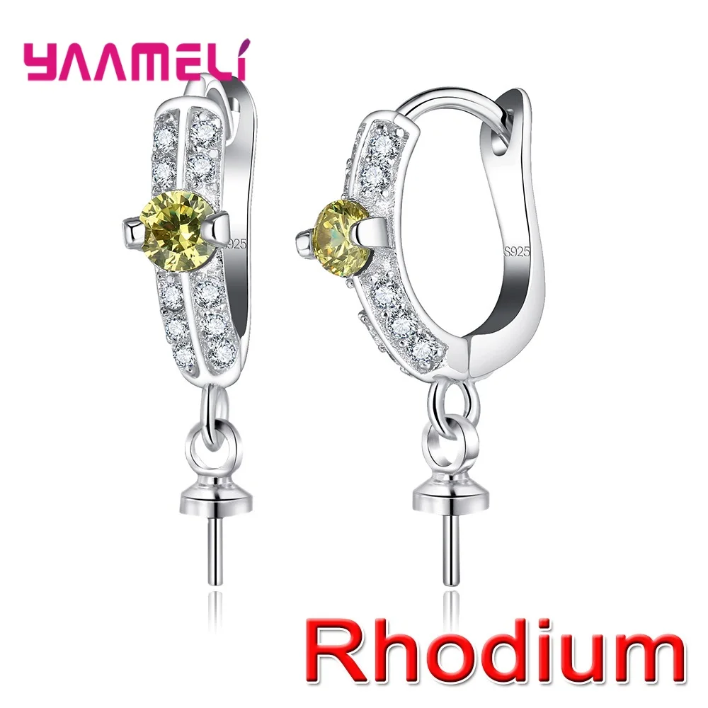 Shimmer Crystal 1 Pair 925 Sterling Silver DIY Earring Findings Clasps Hooks Fittings Making Accessories Jewelry