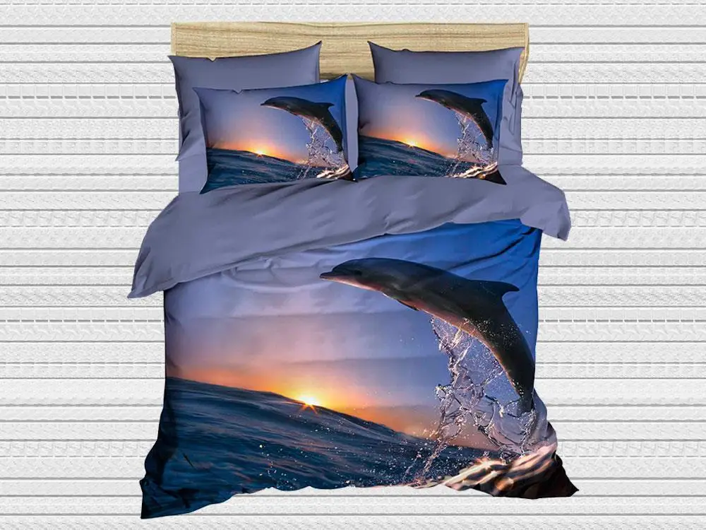 Best Class Digital Printed 3d Single Personality Duvet cover set Dolphin