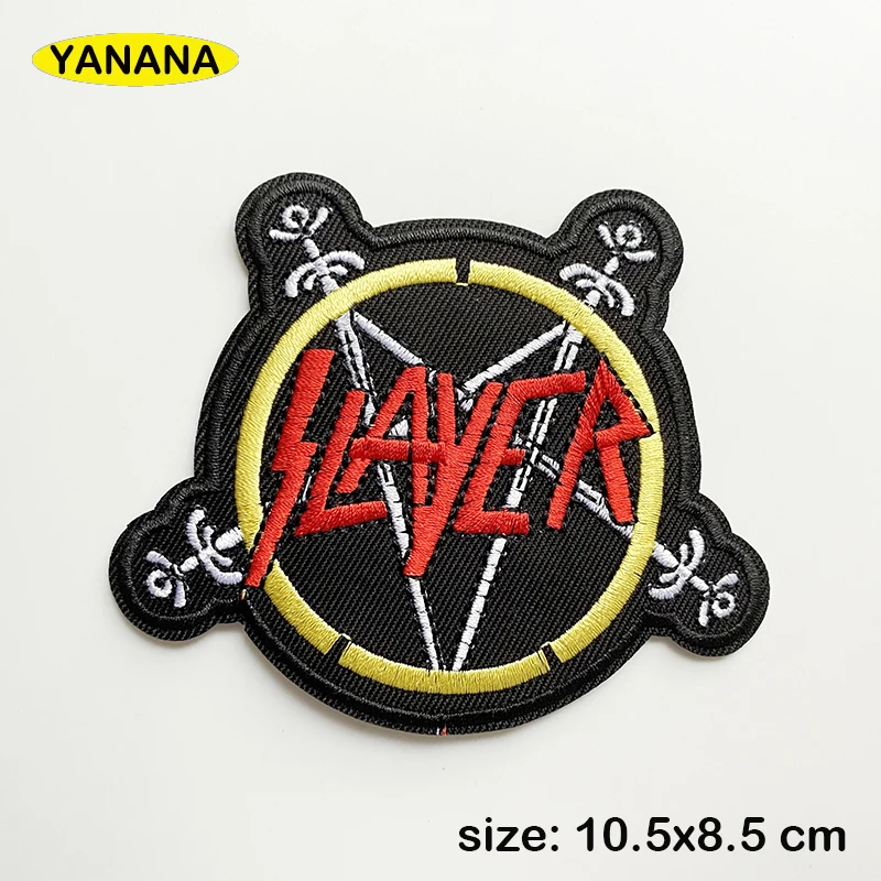 Slayer rock Patches for Clothing DIY Stripes Written Words Sticker Clothes Stickers Apparel Garment Accessorie