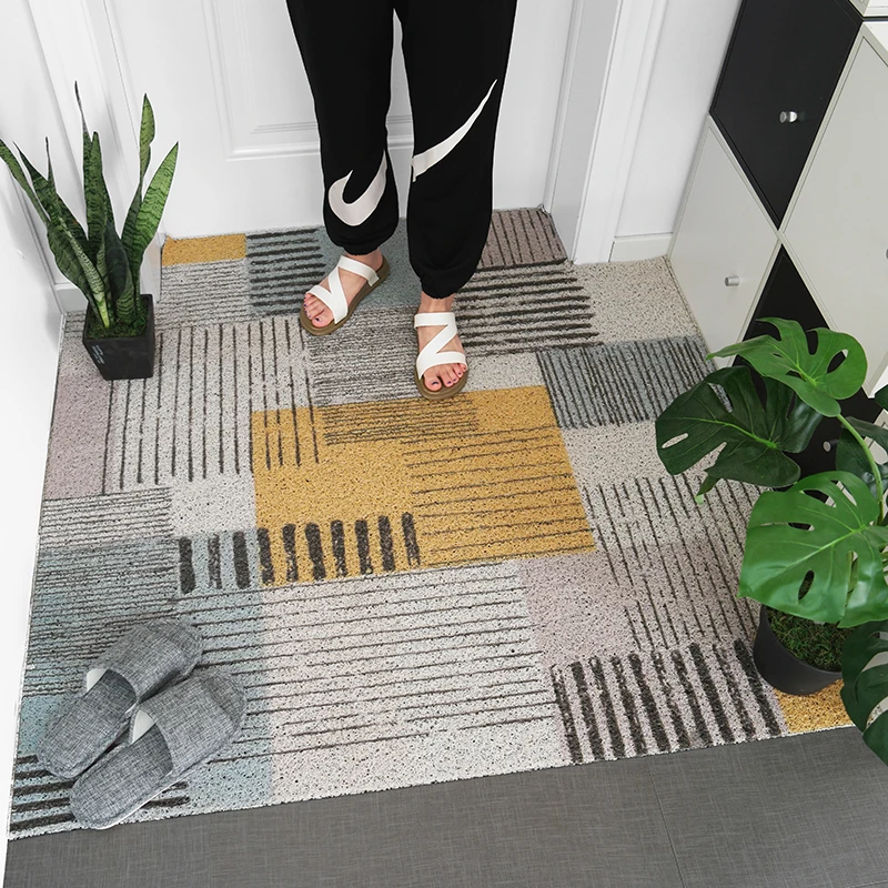 Indoor Doormat Front Doormat Rubber Plaid Non Slip Door Mats Inside Dirt Trapper Mat Entrance Front Door Area Rug Shoes Carpet