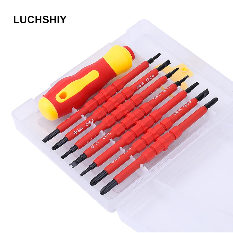 

8/25 IN 1 Insulated Screwdriver Set Multi-purpose Magnetic Electrican Dual Head Hand Scerwdriver Bits Torx Hex Repair Tools Kit