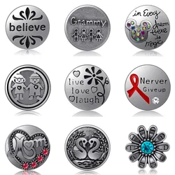 Believe Family Love Mom flower Round 18MM snap buttons fit DIY 18MM snap bracelet snap jewelry Christmas Gift