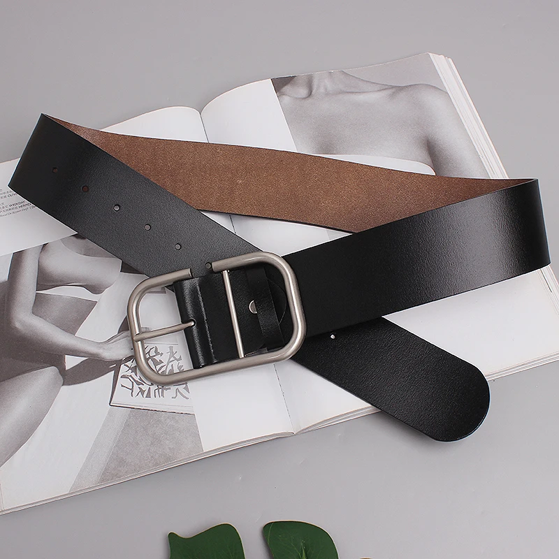 ผู้หญิงรันเวย์แฟชั่นของแท้หนัง Cummerbunds หญิงชุดรัดตัวเข็มขัดตกแต่งเข็มขัดกว้าง TB2055