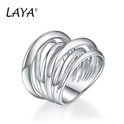 LAYA  925 Sterling Silver Multi-Layer Cross Fashion Design Retro Ring For Men Ordinary Polishing Trendy Jewelry 2022 Trend