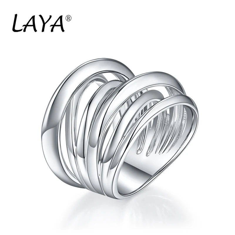 LAYA 925 Sterling Silver wielowarstwowy krzyż Fashion Design pierścionek w stylu retro dla mężczyzn zwykłe polerowanie modna biżuteria Trend 2022