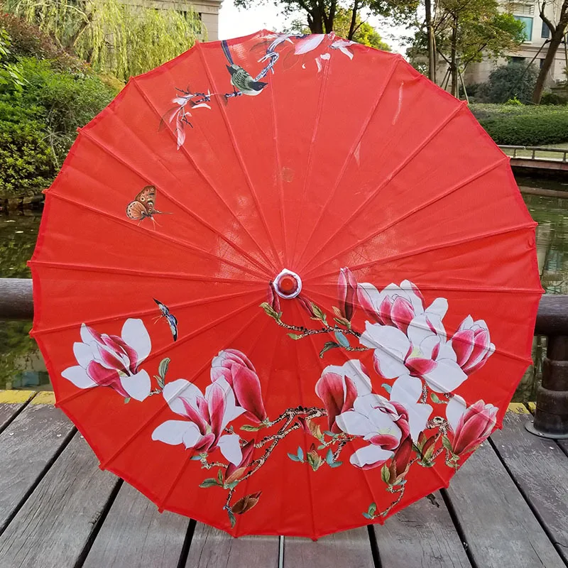 New Silk Cloth Oil Paper Umbrella Rain Women Decor Vintage Dance Prop Peach Blossom Chinese Intangible Cultural Parasol Paraguas