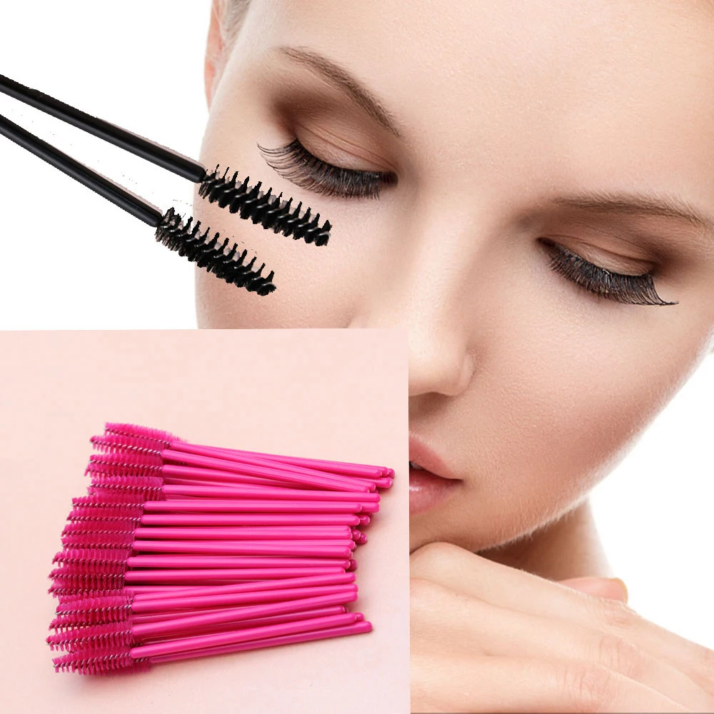 50Pcs Disposable Eyelash Brush Mascara Wands Colorful Plastic Applicator Professional Makeup Eye Brushes Eyelashes Extension