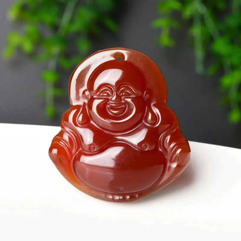 

10PCS Buddhist Buddha Amulet Real Red Agates Mile FO Smile Buddha Maitreya Amulet Pendants for Man TBP369