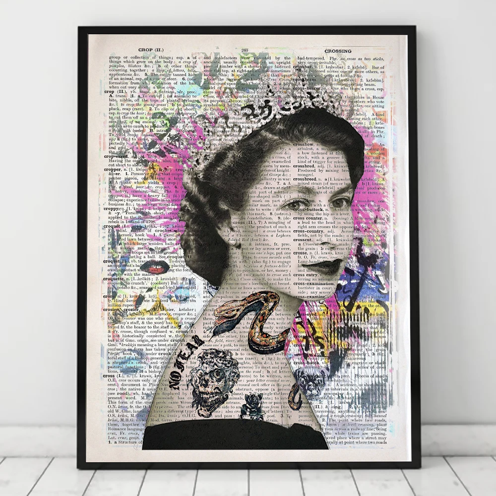 Canvas Painting The Queen Elizabeth II Literary Poster HD Prints Dictionary Art Wall Picture for Living Room Home Decor