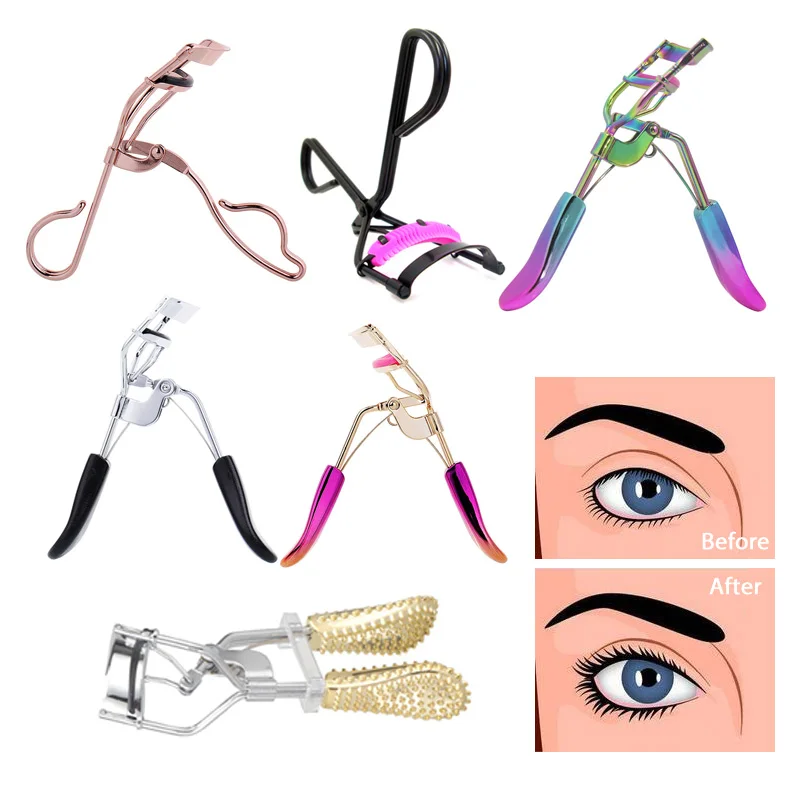 False Eyelashes Curler Clip With Golden Glitter Handle For Woman Stainless Steel Makeup Cosmetic Tools Beauty Salon Accessory