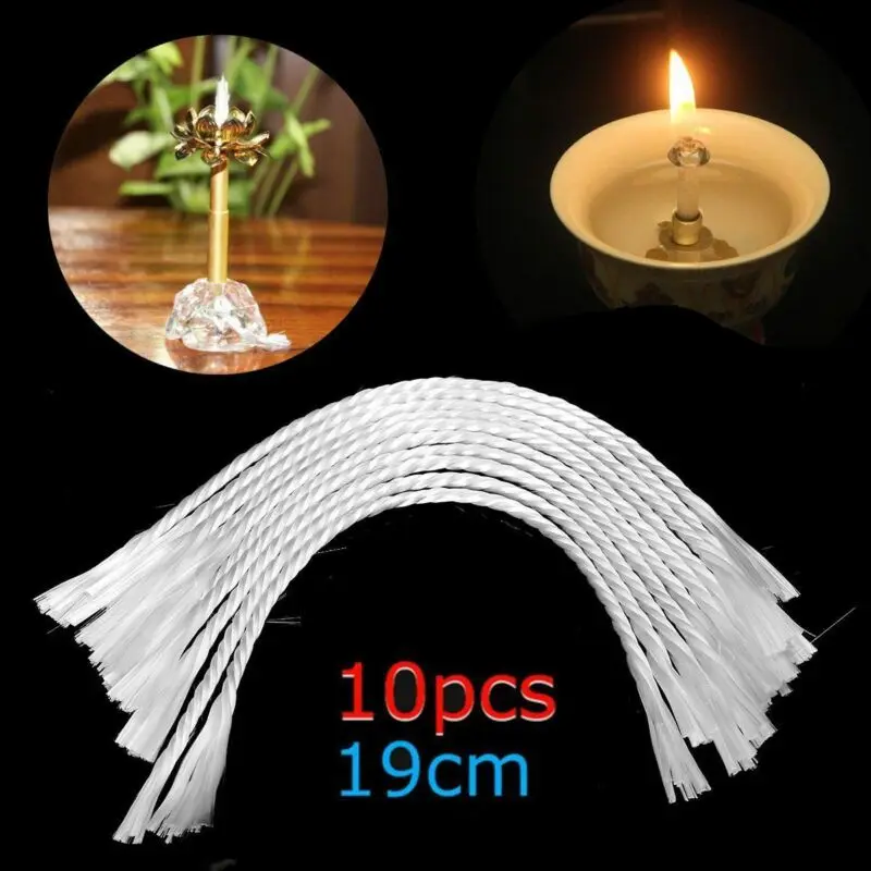 10pcs lunghezza 19cm stoppino in fibra di vetro bianco utilizzato per candele di compleanno lampade a olio fai da te senza fumo forniture per la produzione di candele environmenta