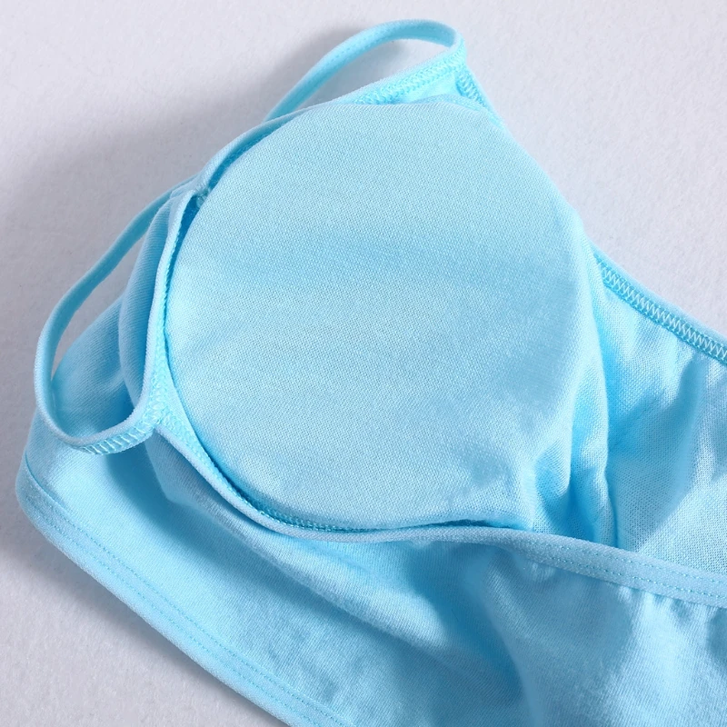 Young Girls Solid Soft Cotton Bra Puberty Teenage Breathable Underwear Kid Cloth E06F